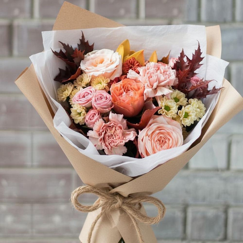 Букет цветов из: Гвоздики, Хризантемы и Розы в Шаранге