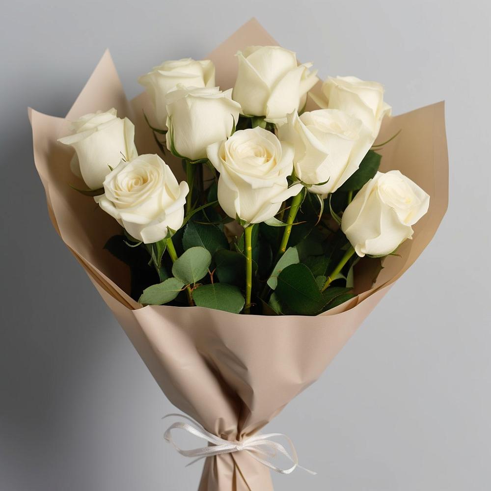 Букет 9 Белых роз Эдлесс Лав в Шаранге