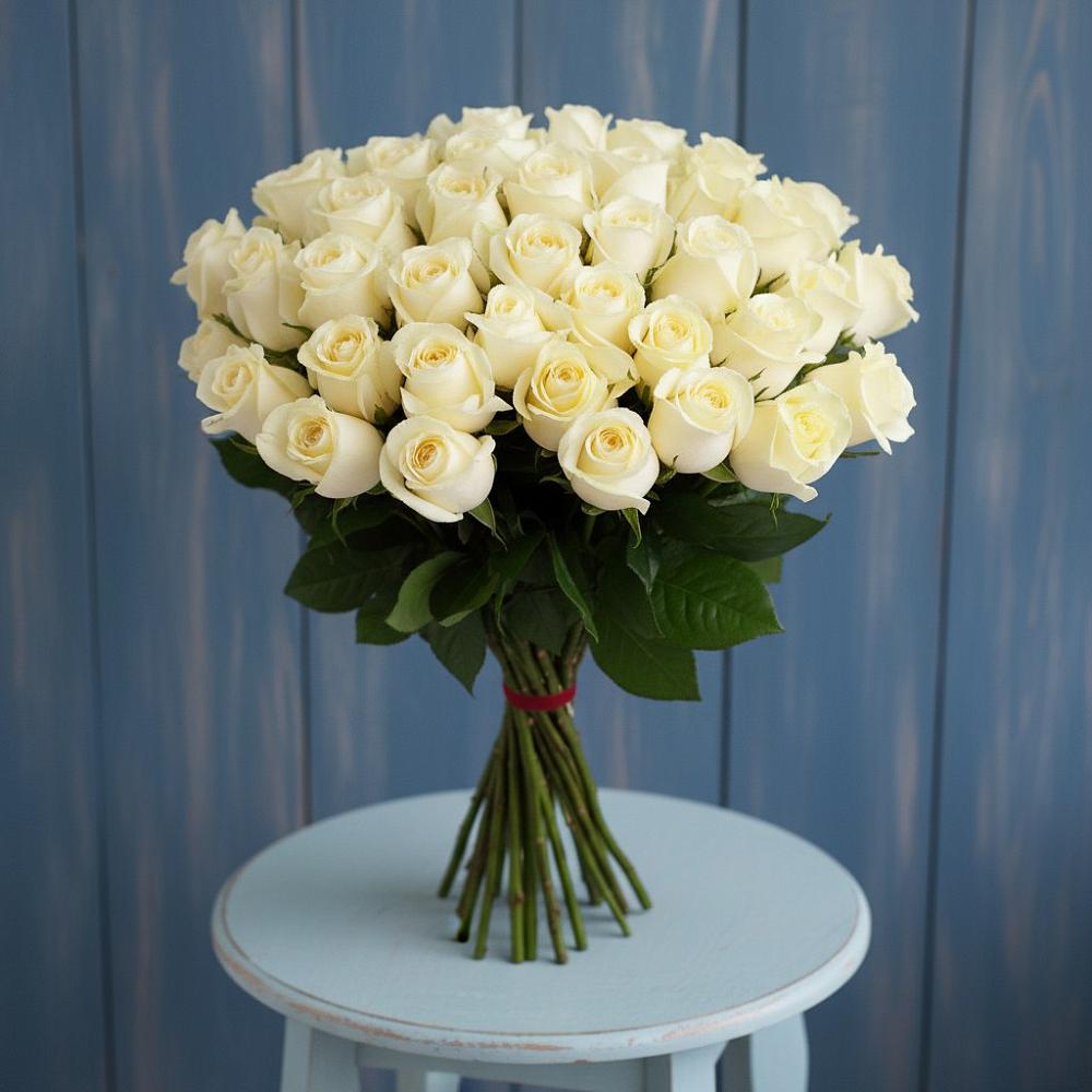 Букет 51 Белая роза Эдлесс Лав в Шаранге