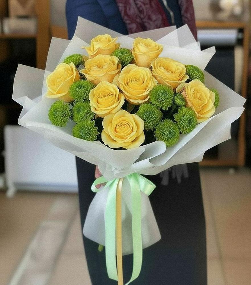 Букет цветов из: Хризантемы и Розы в Шаранге