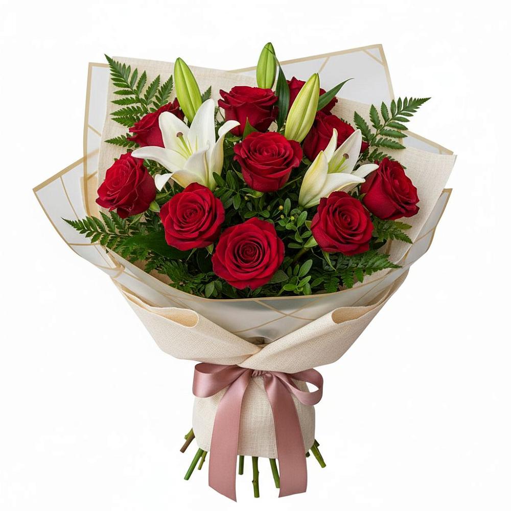 Букет цветов из: Лилии и Розы в Шаранге