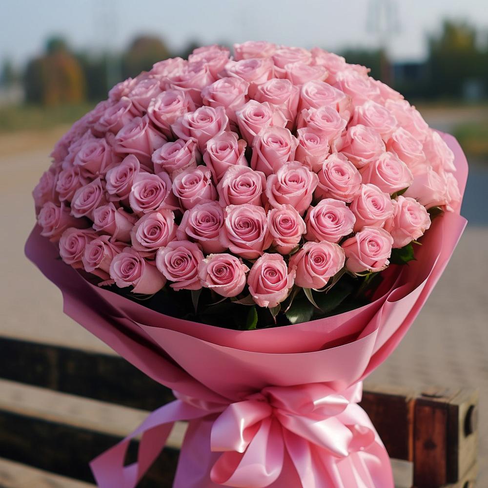Букет 101 Розовая роза Хэвэн в Шаранге