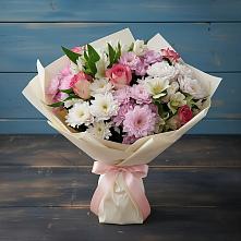 Букет цветов из:  Хризантемы, Альстромерии и Розы в Шаранге