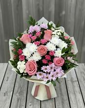 Букет цветов из:  Альстромерии, Гвоздики, Розы и Хризантемы в Шаранге