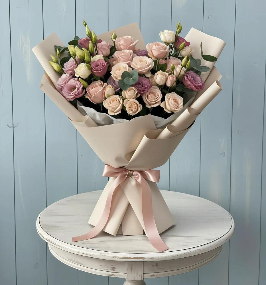 Букет цветов из: Розы и Лизиантусы в Шаранге