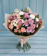 Букет цветов из:  Хризантемы, Розы и Альстромерии #REPLACE_PRED# Шаранге