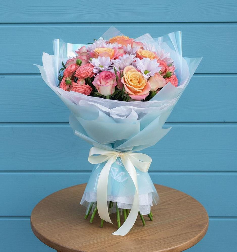 Букет цветов из: Хризантемы и Розы в Шаранге